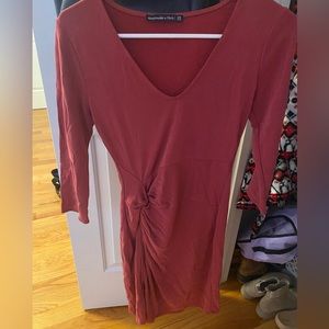 Abercrombie Burgundy Long Sleeve Fitted Dress
